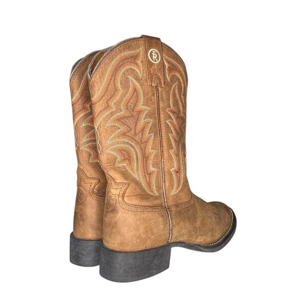 Mens Tony Lama Leather Western Roper Boots Size 7 Brown - Picture 4 of 6